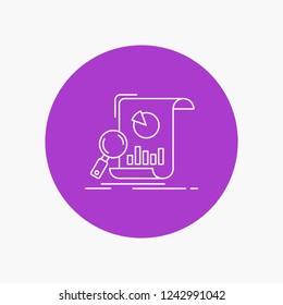 Analysis, analytics, business, financial, research White Line Icon in Circle background. vector icon illustration