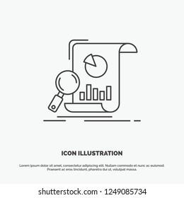 Analysis, analytics, business, financial, research Icon. Line vector gray symbol for UI and UX, website or mobile application