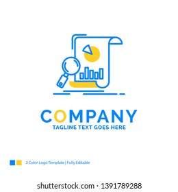 Analysis, analytics, business, financial, research Blue Yellow Business Logo template. Creative Design Template Place for Tagline.