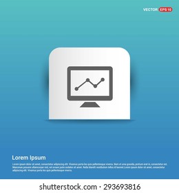 analysis application progress icon - abstract logo type icon - white sticker on blue background. Vector illustration
