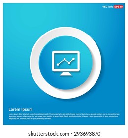 analysis application progress icon - abstract logo type icon - blue icon on white sticker on black background. Vector illustration