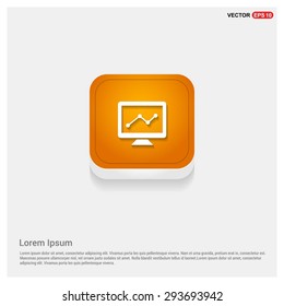 analysis application progress icon - abstract logo type icon - Orange abstract 3d button with light board and shadow on gray background. Vector illustration