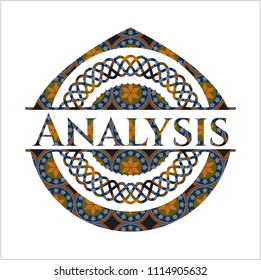  Analysis arabesque style emblem. arabic decoration.
