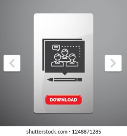 Analysis, argument, business, convince, debate Glyph Icon in Carousal Pagination Slider Design & Red Download Button