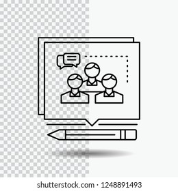 Analysis, argument, business, convince, debate Line Icon on Transparent Background. Black Icon Vector Illustration