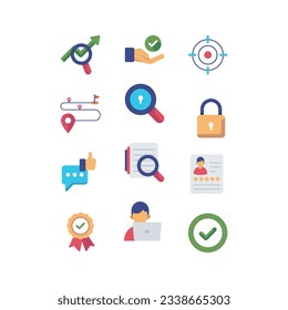 Analysis and Assessment flat icon collection, Business Icon set