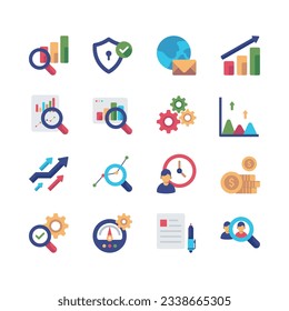 Analysis and Assessment flat icon collection, Business Icon set