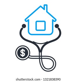 Analysis, assessment, value of real estate. Vector icon, white background.
