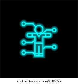 Analysis blue glowing neon ui ux icon. Glowing sign logo vector