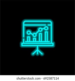 Analysis blue glowing neon ui ux icon. Glowing sign logo vector