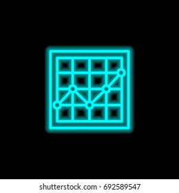 Analysis blue glowing neon ui ux icon. Glowing sign logo vector