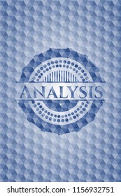 Analysis blue hexagon emblem.