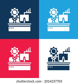 Analysis blue and red four color minimal icon set