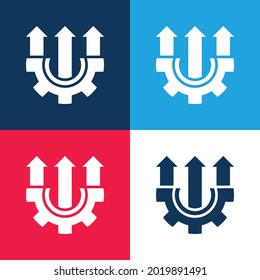 Análisis azul y rojo cuatro colores conjunto de iconos mínimo