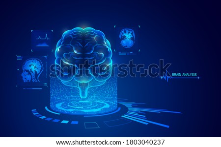 analysis of brain with medical health care technology element, graphic of MRI scan interface
