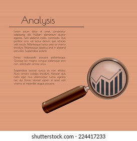 analysis brown background with magnifying glass, vector