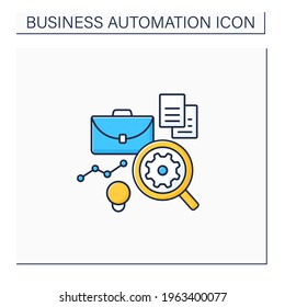 Analysis business color icon. Automation analyzes data.Find mistakes in data. Virtual analyst. Business automation concept.Isolated vector illustration