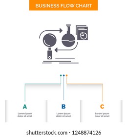Analysis, business, develop, development, market Business Flow Chart Design with 3 Steps. Glyph Icon For Presentation Background Template Place for text.