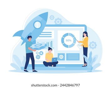 Analysis of business project preparation trending concept flat illustration