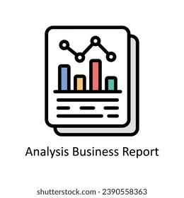 Analysis Business Report, Vektorgrafik gefüllt Umriss Icon Design Illustration. Geschäfts- und Verwaltungssymbol auf weißem Hintergrund - EPS10-Datei