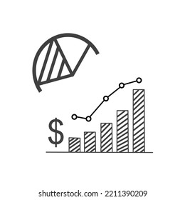 analysis business statistic icon, insight financial data, overview economic dashboard, risk and result, thin line symbol on white background - editable stroke vector illustration eps10.