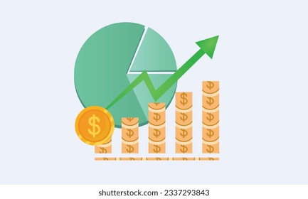 Icono de estadísticas de negocio de análisis, datos financieros de visión de futuro, tablero económico general, riesgo y resultado.sobre fondo blanco.Ilustración de diseño de vectores.