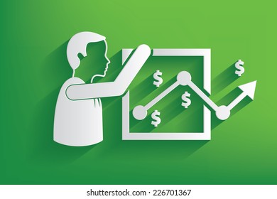 Analysis businessman design on green background,clean vector