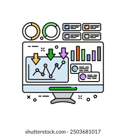 Analysis Chart Fill Color Icon, Vector illustration