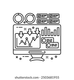 Analysis Chart Outline Icon, Vector illustration