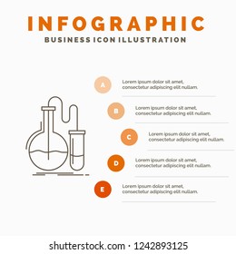 Analysis, chemistry, flask, research, test Infographics Template for Website and Presentation. Line Gray icon with Orange infographic style vector illustration