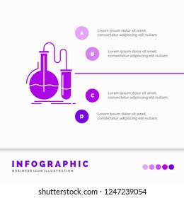 Analysis, chemistry, flask, research, test Infographics Template for Website and Presentation. GLyph Purple icon infographic style vector illustration.