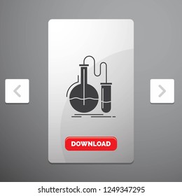 Analysis, chemistry, flask, research, test Glyph Icon in Carousal Pagination Slider Design & Red Download Button