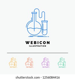 Analysis, chemistry, flask, research, test 5 Color Line Web Icon Template isolated on white. Vector illustration
