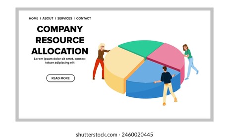 analysis company resource allocation vector. optimization productivity, decision making, prioritization funding analysis company resource allocation web flat cartoon illustration