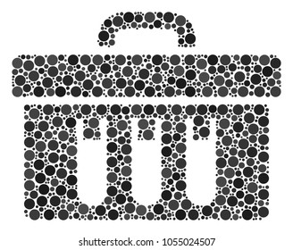 Analysis composition of dots in variable sizes and color tones. Dots are composed into analysis vector composition. Vector illustration.