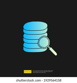 analysis concept doodle gradient glyph icon with magnifier and data server. Statistics science technology, digital marketing and machine learning related for business strategy illustration