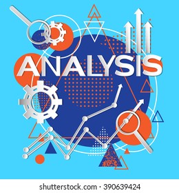 Analysis Concept Finance Infographic Magnifying Glass Abstract Background Vector Illustration