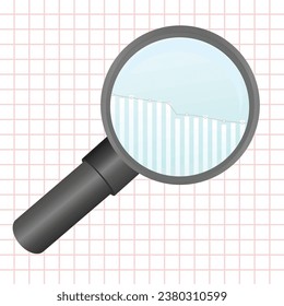 Analysis concept. Graphic trend in magnifier. vector