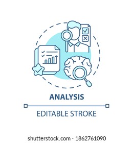 Analysis concept icon. Creative thinking types. Checking incoming datum. Filtering all information idea thin line illustration. Vector isolated outline RGB color drawing. Editable stroke