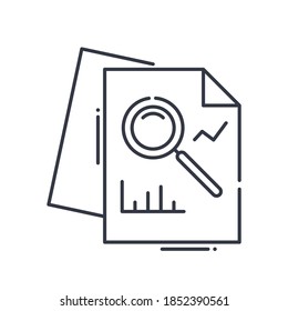 Analysis concept icon, linear isolated illustration, thin line vector, web design sign, outline concept symbol with editable stroke on white background.
