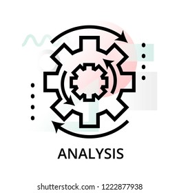 Analysis concept icon on abstract background from science icons set, for graphic and web design, modern editable line vector illustration