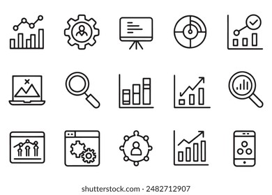 
Analysis concept related icons set isolated on white background flat vector illustration