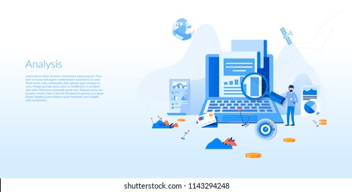 Analysis Concept for web page, banner, presentation, social media, documents, cards, posters. Vector illustration