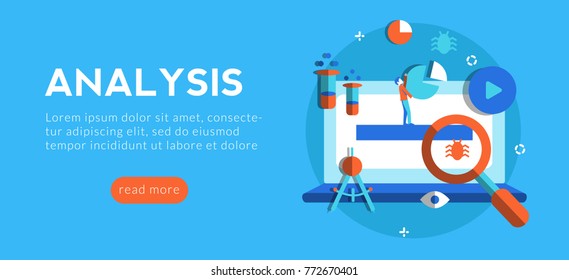 Analysis Concept for web page, banner, web site, presentation. Vector illustration