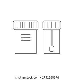 contenedor de análisis, contorno negro, fondo blanco, ilustración vectorial, icono, diseño