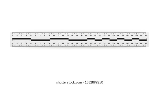 Analysis of the crime scene judicial measuring ruler, ruler lines for inspection of the crime scene. Vector illustration.