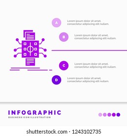 Analysis, data, datum, processing, reporting Infographics Template for Website and Presentation. GLyph Purple icon infographic style vector illustration.