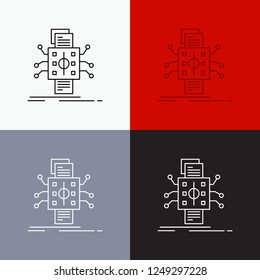 Analysis, data, datum, processing, reporting Icon Over Various Background. Line style design, designed for web and app. Eps 10 vector illustration