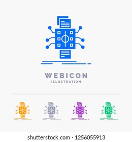 Analysis, data, datum, processing, reporting 5 Color Glyph Web Icon Template isolated on white. Vector illustration