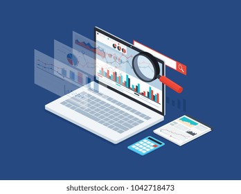 Analysis data and development statistic. Modern concept of business strategy, search information, digital marketing, programming process.